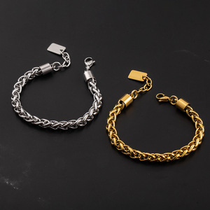 Pulsera de Cadena Gruesa de Acero Inoxidable Chapada en Oro para Hombre, Diseño Geométrico, Joyería de Moda - Product Image 3