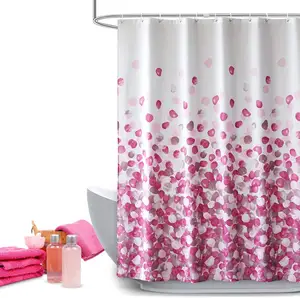 Juego de cortina de ducha rosa, cortinas de tela para baño, impermeables, coloridas, divertidas, con tamaño estándar 72 por 72 (rosa)