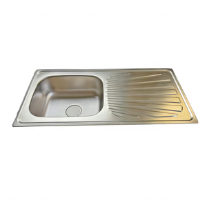 Évier de cuisine à bol unique en acier inoxydable 9643 avec égouttoir et complet avec crépine - Product Image 5