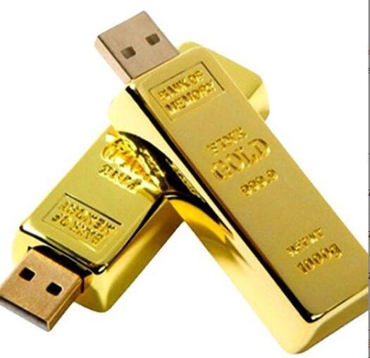 New 64GB Gold Plastic Metal USB 2.0 Flash Drive with 1-Year Warranty UV Printing No Encryption PMS Color for Business-Use