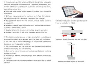 Prix usine <span class=keywords><strong>Table</strong></span> combinée ophtalmique bras de Phoropter automatique unité de chaise de réfraction ophtalmique de levage électrique pour la clinique des yeux - Product Image 5