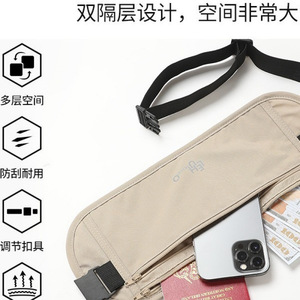 بيع بالجملة حقيبة الخصر لأمن السفر حقيبة تشغيل جواز السفر مع طباعة هدايا محفظة مخفية - Product Image 3
