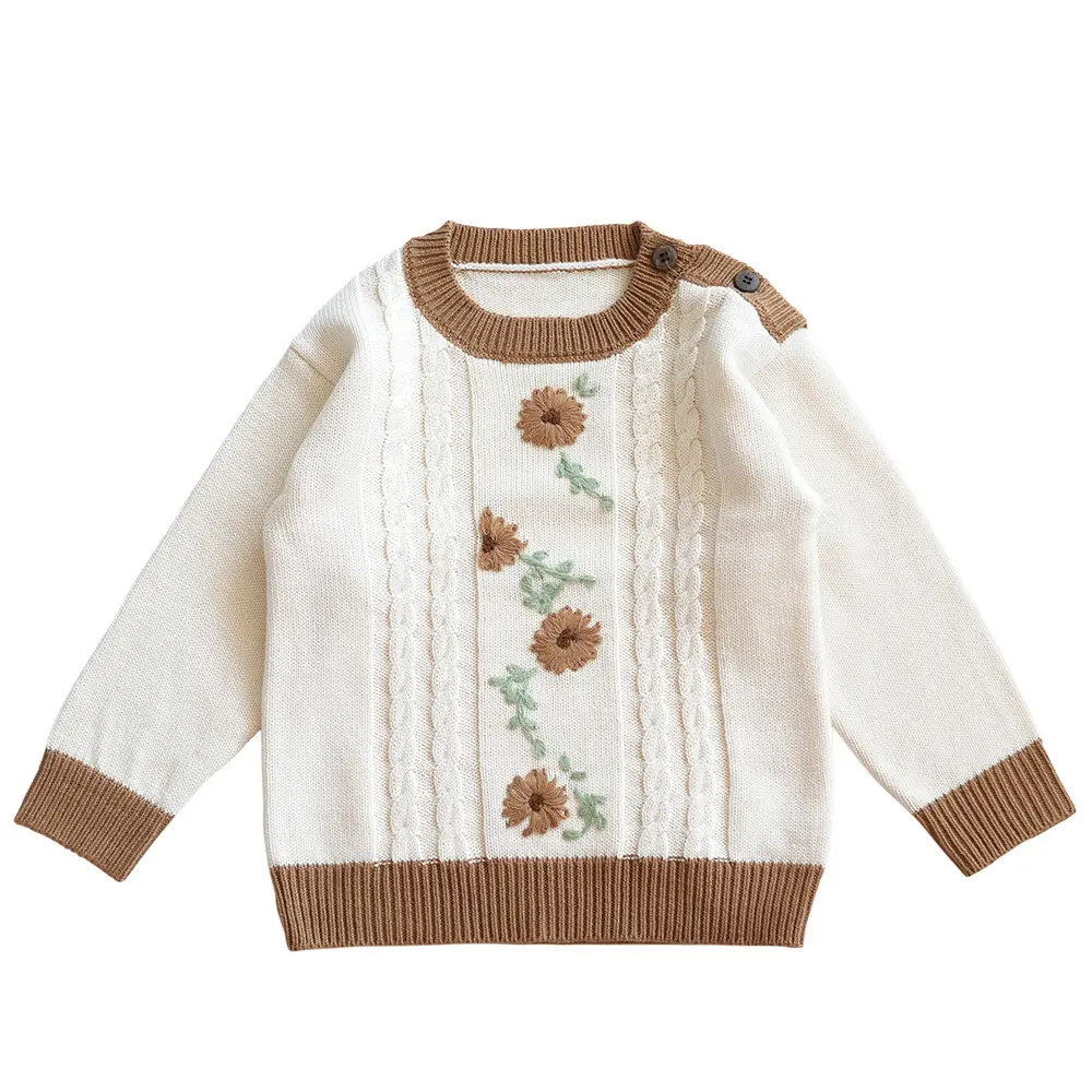 2024 nouveau style broderie tricot bébé vêtements enfants filles garçons hiver chandails