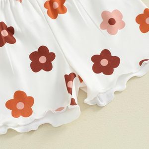 Tenues d'été pour bébés filles, ensemble mignon avec t-shirts à manches courtes à volants et shorts floraux, ensemble de vêtements 2 pièces - Product Image 5