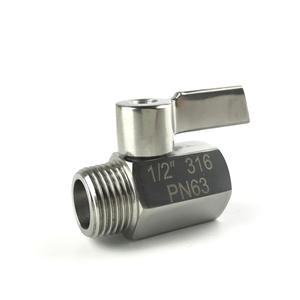 Mini válvula de bola de acero inoxidable de 1/2 pulgada Pn63 para agua y medios químicos - Product Image 1