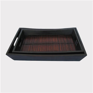 Plateau de service à café en rotin bambou classique personnalisable décoration de maison personnalisée utilisation de table échantillon gratuit conception tissée - Product Image 6