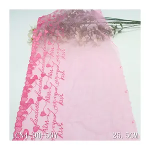 Pink imported cotton hanging lace trim 