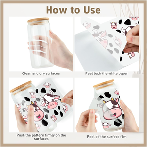 Pegatina UV DTF para Vasos, 8 Hojas, Diseño de Vaca Adorable, Pegatina para Vidrio con Estampado de Vaca, Margarita y Fresa, Pegatina de Transferencia UV DTF - Product Image 5