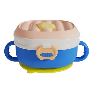 Bol d'alimentation pour bébé en acier inoxydable avec double ventouse, qualité alimentaire, anti-brûlure, isolé par eau, pour 0 à 12 mois - Product Image 2