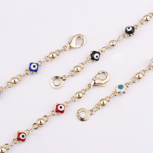 Fabricante Directo, Brazalete de Ojo del Demonio Chapado en Oro de 14K, Trébol Turco Esmaltado, Brazaletes Religiosos de Moda - Product Image 4