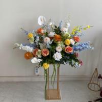 T-FT063 Hoogwaardige 50cm roze bruidsgang bloemen kunstzijde tafeldecoratie voor bruiloft vloerdecoratie