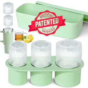 Bandeja de gelo de silicone para cubos de gelo de silicone de qualidade alimentar, venda quente exclusiva da Amazon, bandeja de silicone com tampa para copo Stanley