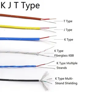 Pvc/silicone/fep/स्टेनलेस स्टील/फाइबरग्लास इन्सुलेशन k/j/e/t प्रकार थर्मोकपल वायर मुआवजा केबल एक्सटेंशन तार