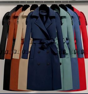 Moda <span class=keywords><strong>mujer</strong></span> abrigo <span class=keywords><strong>de</strong></span> moda con cinturón <span class=keywords><strong>de</strong></span> alta calidad Casual <span class=keywords><strong>mujer</strong></span> doble botonadura gabardina abrigos adelgazantes - Product Image 4