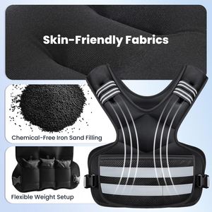 Gilet lesté réglable pour femmes, avec 6 poids en sable de fer, pour l'entraînement de force, l'exercice physique, la course à pied, la marche et les séances d'entraînement. - Product Image 3