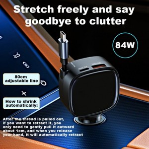 PD 30w 80cm adjustable line power data cable fast charging QC 18w car <b>charger</b> USB type <b>C</b> adapter <b>plug</b> DC 12V-24V universal - Product Image 2