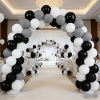 Kit d'arche de guirlande de ballons en latex noir, blanc et gris de 10 pouces pour la remise des diplômes, les anniversaires, les mariages, les baby showers, les décorations de fête