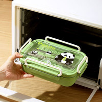 Boîte à bento personnalisée à 3 compartiments en acier inoxydable 316 pour écoliers Conteneur à lunch portable Boîte à lunch pour enfants avec couverts