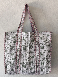 Sac fourre-tout en coton imprimé à la main, écologique, pour la plage, les courses, réutilisable, sac de voyage, sac à bandoulière, tissu durable - Product Image 2