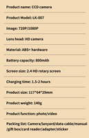 Kamera Digital Mini Lucu 2.4 Hd Rotary 4K Baterai Lithium 800mAh Zoom 16X Layar 2-3" Sensor CCD TF/MicroSD Pengambilan Video