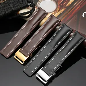 Correas de reloj de piel de becerro de 22mm y 24mm para <span class=keywords><strong>Breitling</strong></span>, correa de reloj de cuero, pulsera negra, marrón, azul, correa de reloj masculina - Product Image 3
