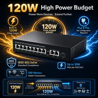 PoE-Switch mit 8 Ports und 1 Uplink, 2 SFP-Steckplätze, Power Over Ethernet Netzwerk-Switch für CCTV-Systeme 9