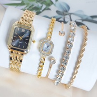 Nouvel Ensemble Montre et Bracelet de Luxe pour Femme en Acier Inoxydable, Tendance, Simple, Carré, à Quartz et Étanche
