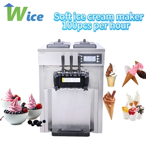 Machine à glace molle commerciale WICE pour comptoir, 100 pièces/heure, 3 saveurs, pour café, restaurant, boutique, machine à glace molle 100 pièces/heure - Product Image 1