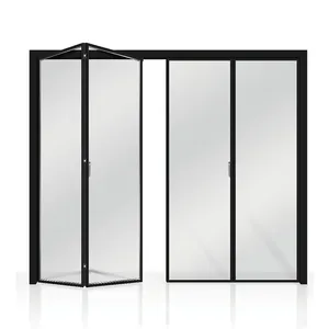 Portes pliables en alliage d'aluminium, 1 pièce, pour l'extérieur, design moderne, verre trempé, Patio
