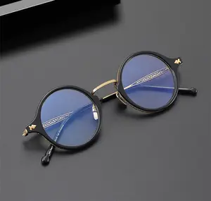 shenzhen titanium acetate round optical glasses frame circular eyeglasses Japanese design eyewear frame glasses frame