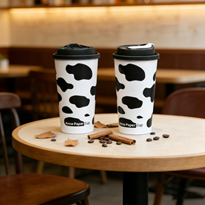 Gobelet en carton blanc double couche personnalisé, épais et anti-brûlure, avec couvercle, jetable, pour boissons chaudes, idéal pour les cafés et salons de thé - Product Image 1