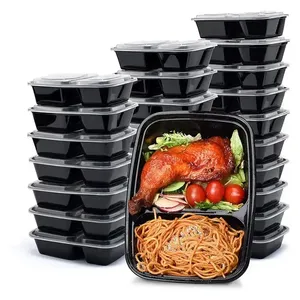 Hot Selling Eco-friendly 32 Oz 2 Compartments With Lid Leak Proof And Tamper Proof Disposable Plastic Food Packaging Containers