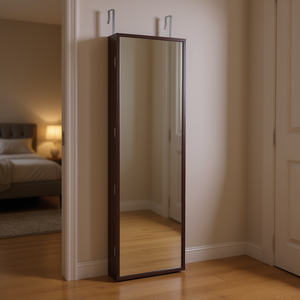 Armoire miroir à bijoux DB Wholesale, 47,05 pouces, marron, verrouillable, à fixer au mur ou à la porte, organiseur - Product Image 2