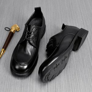 Chaussures Oxford Derby Décontractées Haut de Gamme Rétro à Semelle Souple Respirantes Confortables Formelles en Cuir Imperméables pour l'Automne - Product Image 2