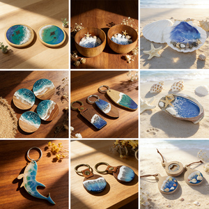 Set de Regalo de Recuerdos Turísticos de Ciudades Costeras Directo de Fábrica: Imanes de Resina Hechos a Mano con Ondas Oceánicas y Abrebotellas para Decoración del Hogar - Product Image 4