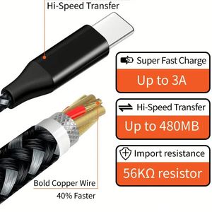 สายชาร์จโทรศัพท์มือถือแบบกำหนดเอง 2 เมตร 6 ฟุต 480Mbps USB C อุปกรณ์เสริมโทรศัพท์มือถือ สายดาต้า USB เป็น Type C - Product Image 3