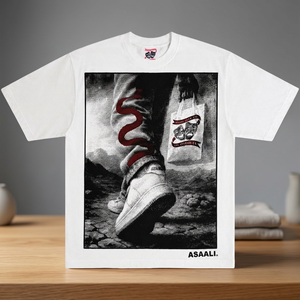 T-shirt blanc à manches courtes pour homme avec imprimé lettres, style streetwear, col rond, coupe ample, 100 % coton, anti-rétrécissement - Product Image 3