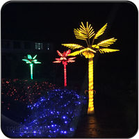 Grand palmier tropical artificiel réaliste en métal Feuilles LED Lumières colorées lumineuses Intérieur/extérieur Paysage de Noël