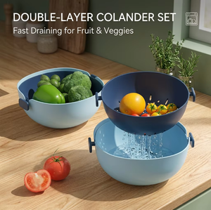 En gros Passoire à double couche avec bol en PP de qualité alimentaire pour légumes et fruits, pour la maison, la cuisine, les restaurants et les hôtels - Product Image 3