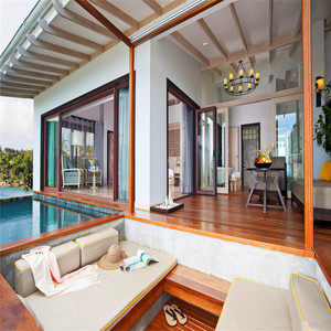 Nhà Kính Cách Nhiệt Accordion Hạt Gỗ Phân Vùng Màu Cho Bữa Tiệc Hall Với Grill Thiết Kế Nội Bộ Bi Folding Pháp Cửa - Product Image 6