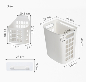 SONDUO New Style High Quality Plastic <strong>Wall</strong> Mounted Laundry Organizer Container Dirty Clothes <strong>Storage</strong> <strong>Basket</strong> With Handle - Product Image 6
