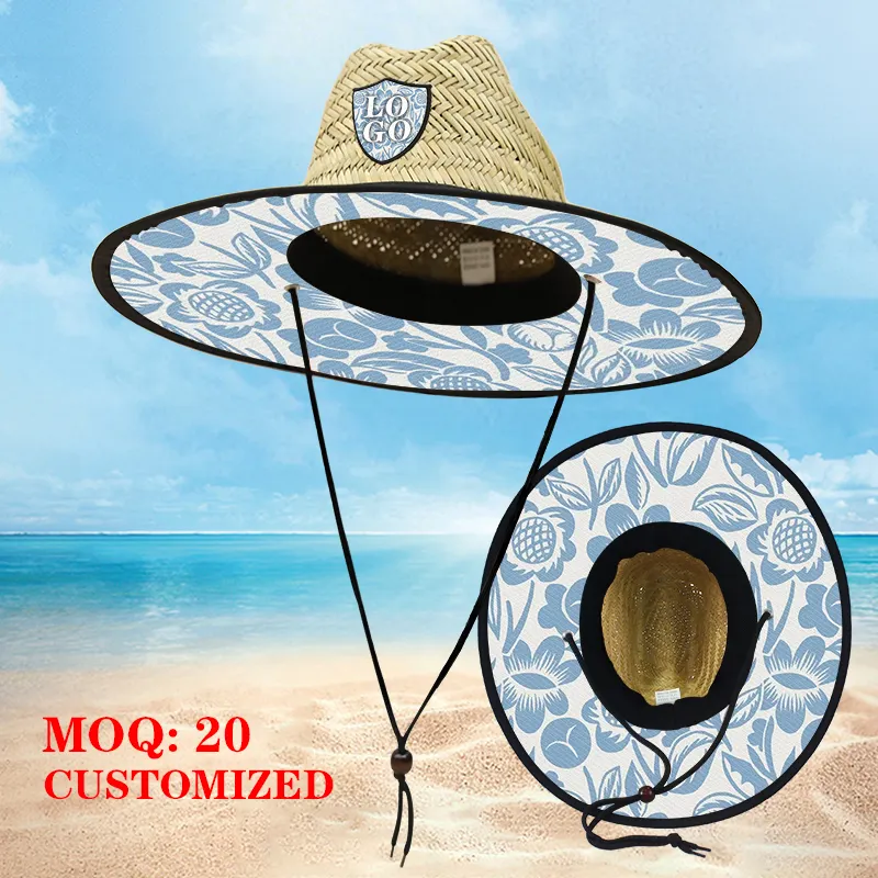 Topi jerami berongga luar ruangan pantai topi pelindung pantai berselancar topi jerami lebar jerami berongga musim panas