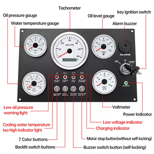Gösterge paneli takometre 6000RPM 7 renk tekne yat için LED ile 5 göstergeler Set - Product Image 5