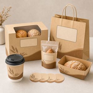 Kit d'emballage de boulangerie pour Thanksgiving en carton kraft chaud, personnalisable avec impression, comprenant boîte, sac, pochette, manchon pour tasse et autocollant, pour vente à emporter, vente en gros et en vrac - Product Image 1