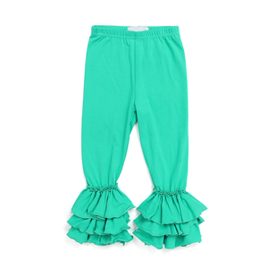 Leggings con Volantes para Niños Pequeños, Color Sólido, Triple Algodón, Ropa Infantil al por Mayor, Pantalones con Volantes para Niñas - Product Image 4