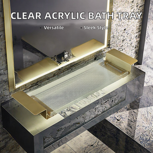 Plateau de baignoire extensible en acrylique transparent, léger et multifonctionnel, pour salle de bain, avec design moderne - Product Image 2