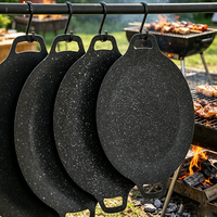 Wajan Panggang BBQ Korea Anti Lengket dari Besi Cor untuk Luar Ruangan, Wajan Penggorengan Batu Maiyan, Panggangan Gas Teppanyaki
