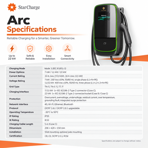 Starcharge Arc Power Selectable 7kW/11kW/22kW Type 2 Station de recharge AC avec application intelligente et gestion multi-utilisateurs - Product Image 3