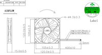 Poweryear 1215 120x120x15mm Hochdruck-Quadratrahmen 13-Blatt Kugellager DC Bürstenloser Kühllüfter 12V 2300RPM, PBT-Material