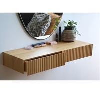Meuble de maquillage flottant minimaliste en bois de noyer et chêne, certifié FSC BSCI CE, avec tiroirs en noyer